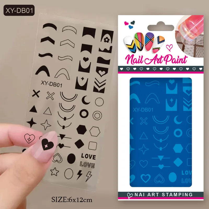 Nail Plates Stamping Heart Flower Butterfly Star French Stamp Templates Nail Art Plates for DIY Print Manicure Salon Designer