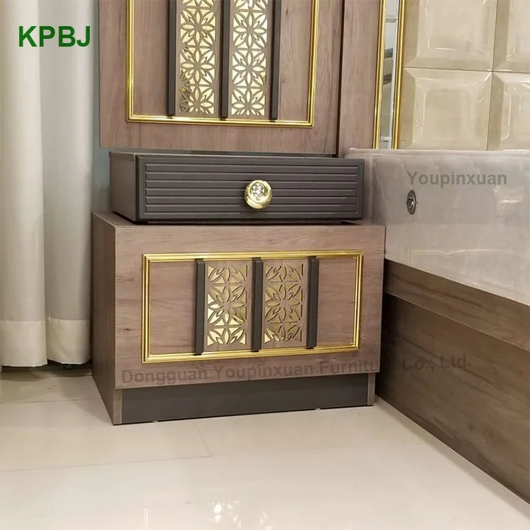 
Turkish Style 6 Pieces King Size Golden Bedroom Suites Luxury Bedroom Furniture Set 