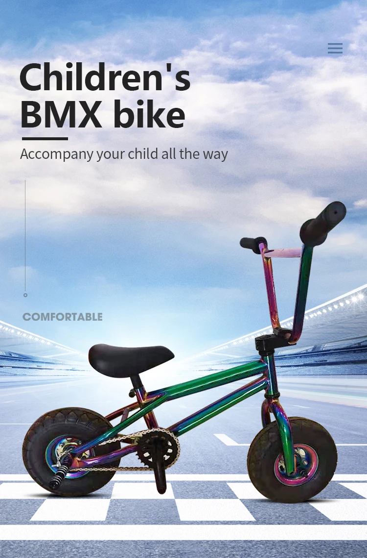 Professional bikes bmx junior bicycle for boys girls with adjustable PU soft seat and 10 inch fat pneumatic tire bmx bicicleta