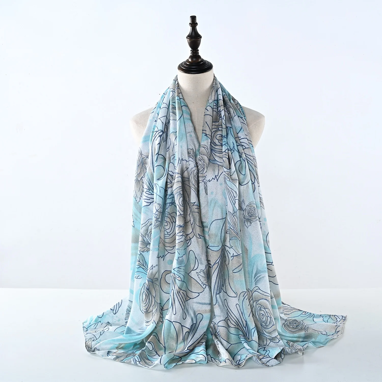 New Style Floral Printed Chiffon Hijab Women Muslim Hijabs Colorful Printed Scarves Free Sample