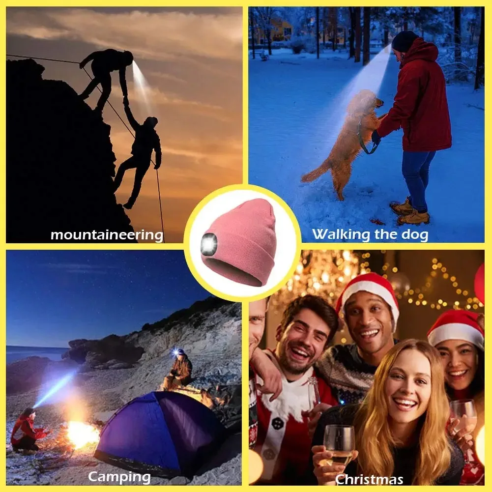 CPC Knitted  Beanie Hat USB Rechargeable And Removable LED Light for Fishing,Working,Camping, Hunting