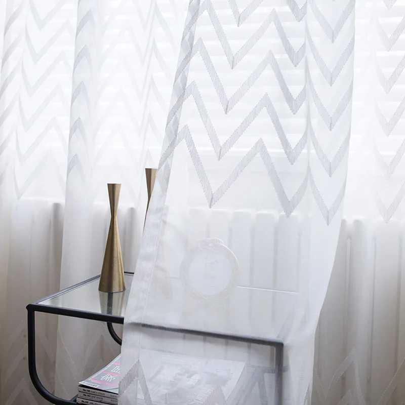 Latest Curtain Fashion Designs Polyester Curtain Modern Wave Geometry Striped Yellow Curtain For Bedroom