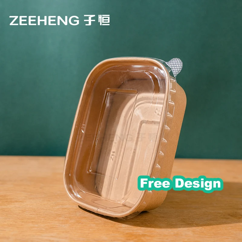 Wholesale Rectangular Paper Food Packaging Box Disposable Takeaway Container 750ml