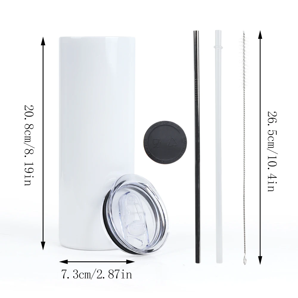 B80-0044 Usa Warehouse Stainless Steel 20oz Straight Sublimation Blanks Tumbler Mug With Straw And Lid For Coffee Milk Tea