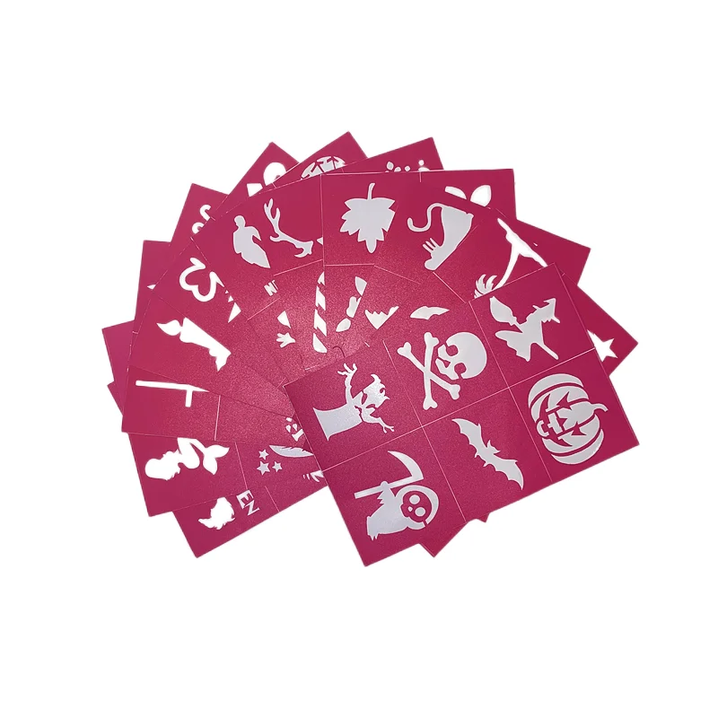 Amazon Hot Sale adhesive Reusable Environment Friendly Glitter Body Art Tattoo Stencils