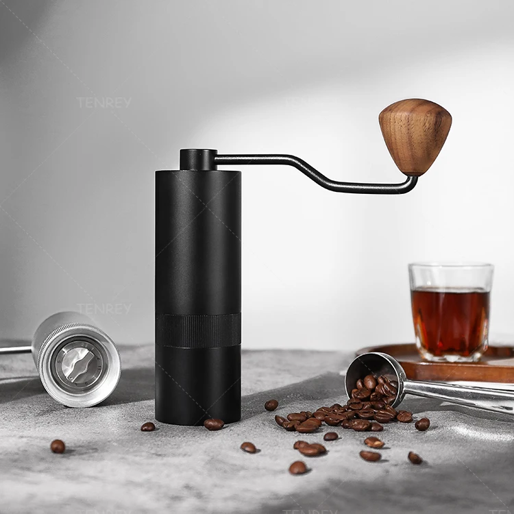 Tenrey Portable Steel Burr Manual Coffee Grinder Hand Coffee Bean Grinder