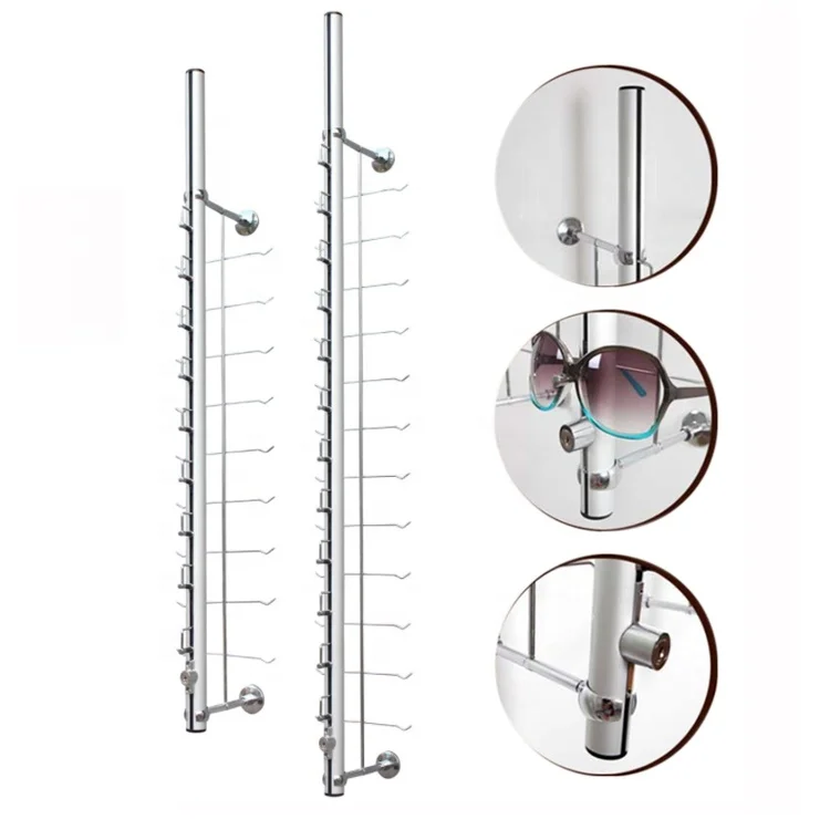 Hot Sale Optical Store Design Wall Mounted Locking Eyewear Displays Fashion Top Acrylic Metal