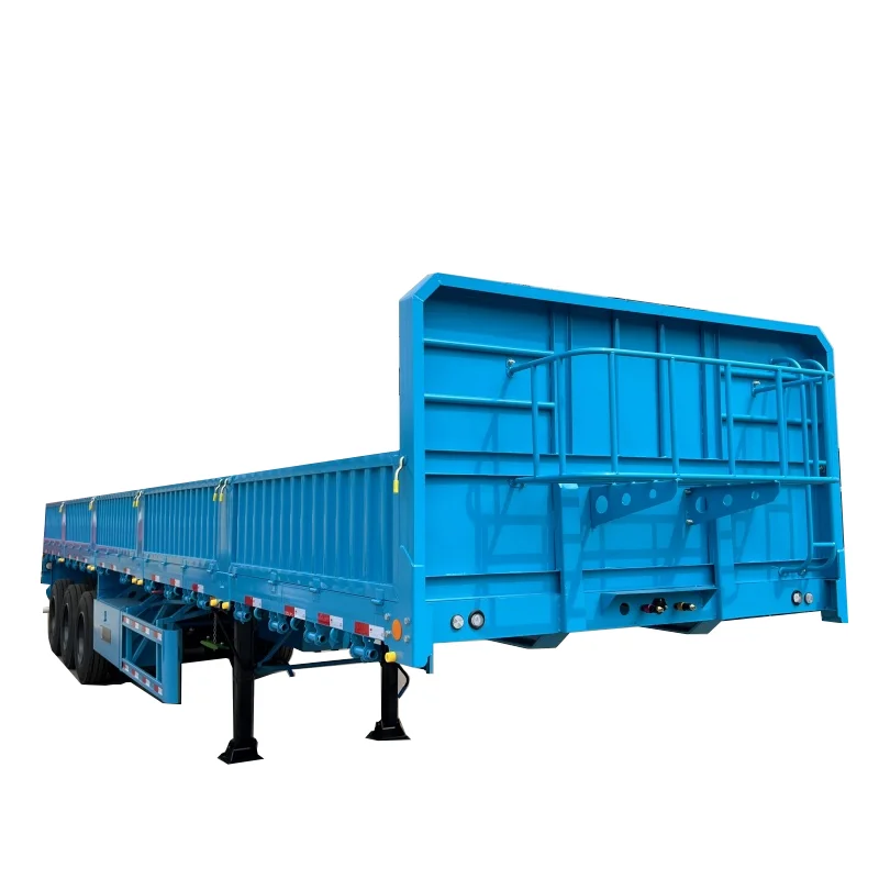 Made in China hot selling  50T 3 -axles 12-Wheel Semi-Trailer open Van shape Truck 12R22.5 Tyre side wall cargo trailer