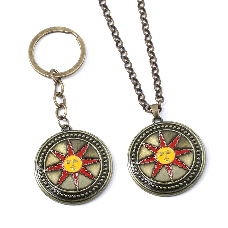 Hot Game Dark Soul Solaire of Astora Sun Logo Enamel Keychain