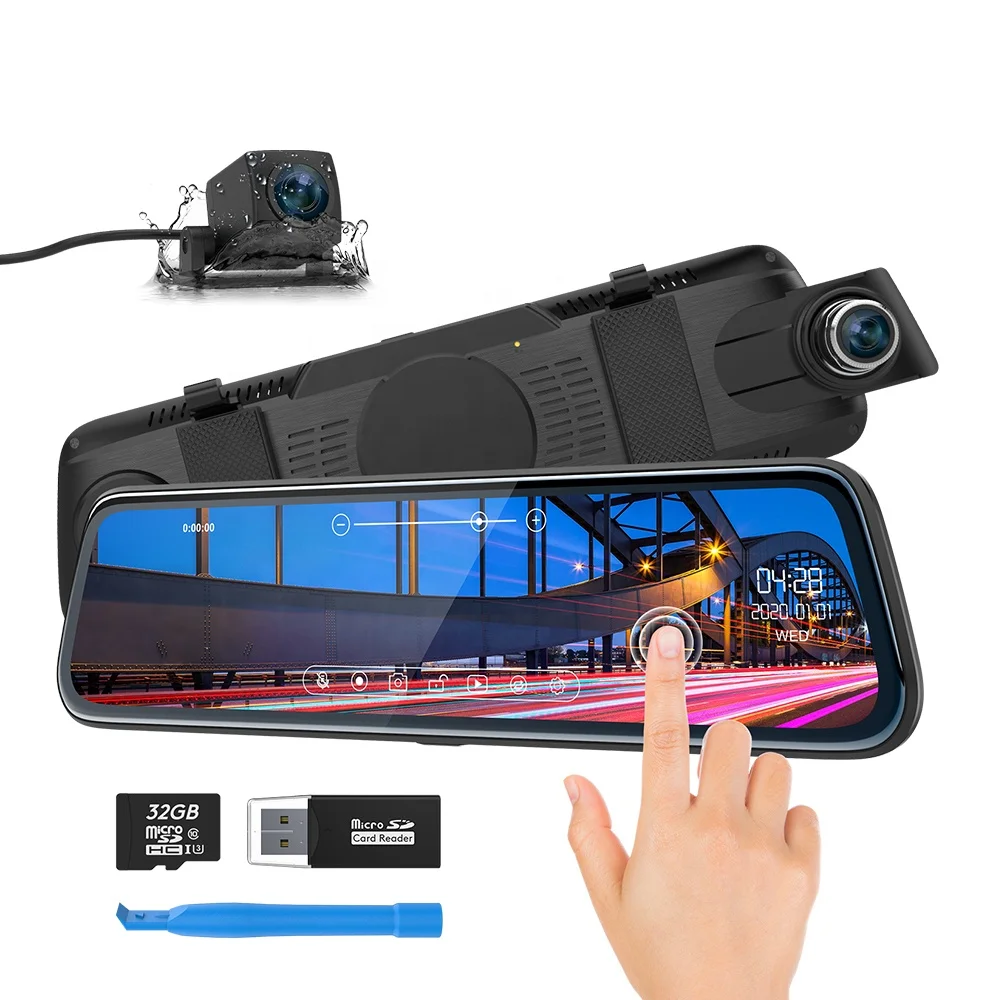 ThiEYE Car Camera CarView 2 Dual Lens Full HD 1080P Mirror Rearview 10 inch With Touch Screen Video Recorder Camcorder