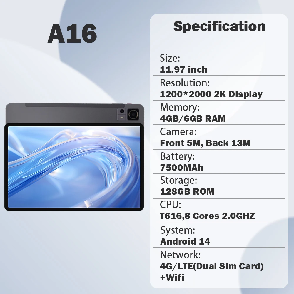 Высокое качество 11 97 дюймов T616 1200x2000 разрешение 2K сенсорный экран планшет 4 ГБ ROM 128 ОЗУ Wi-Fi двойной 4G LTE планшетный ПК