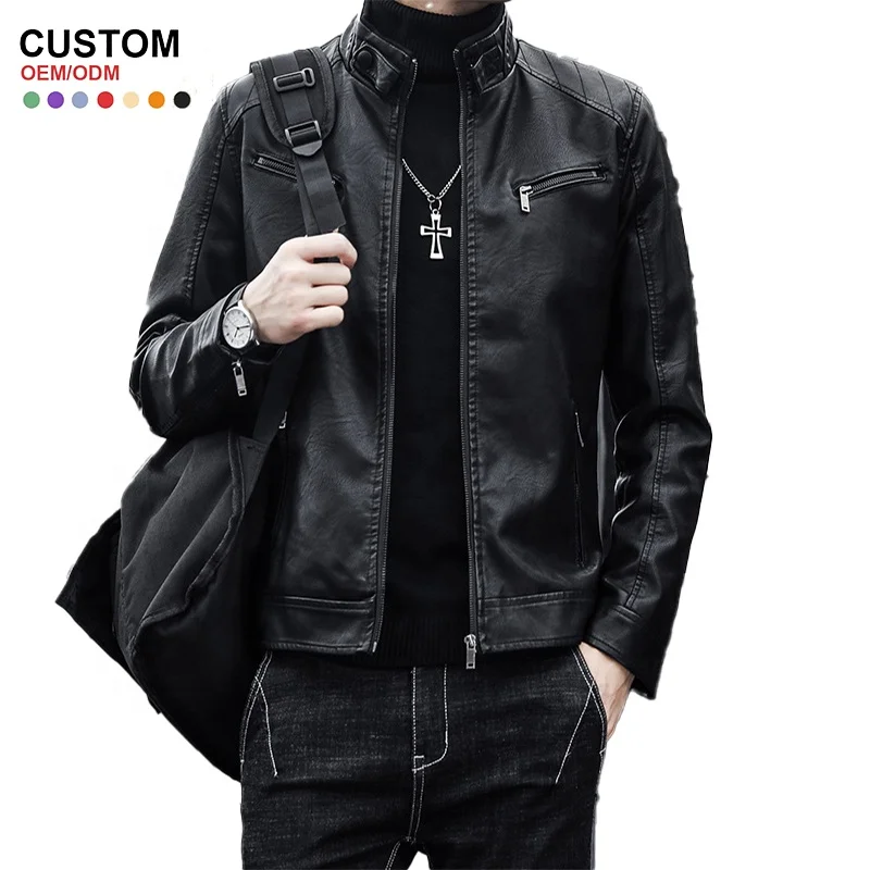 OEM Custom Design PU Leather Jacket Cool Custom Vintage Leather Men Jacket