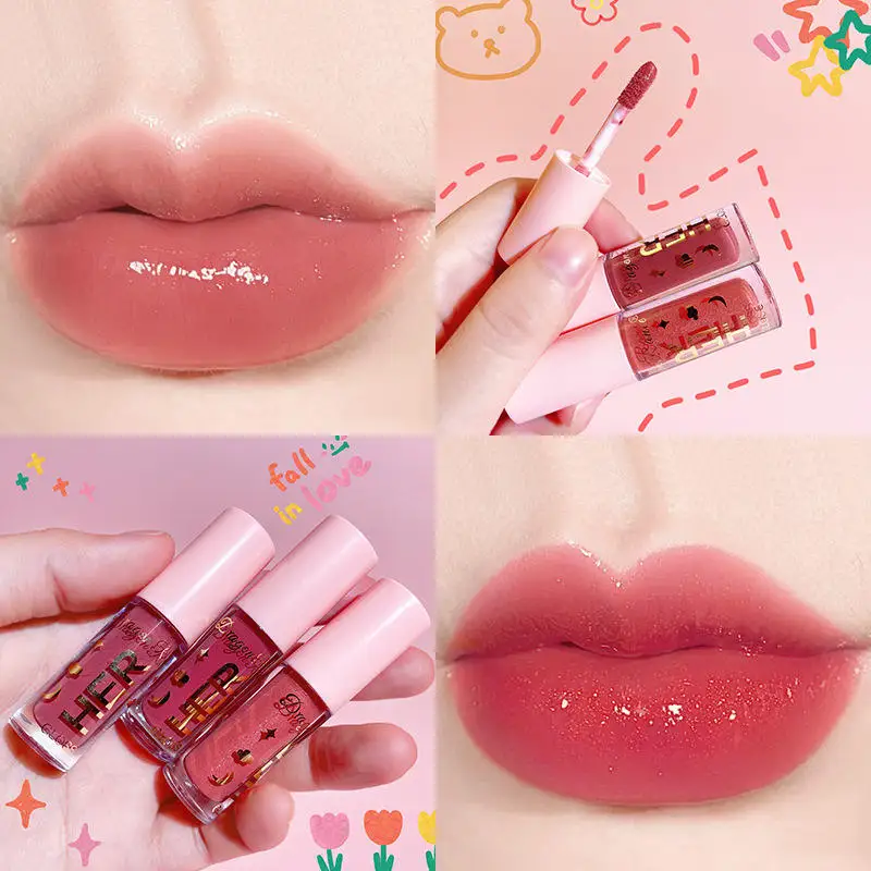 Glossy Mirror Hydrating Lip Glaze Lipstick for Students Honey Moisturising Glaze Graffiti Jelly Lip Colour
