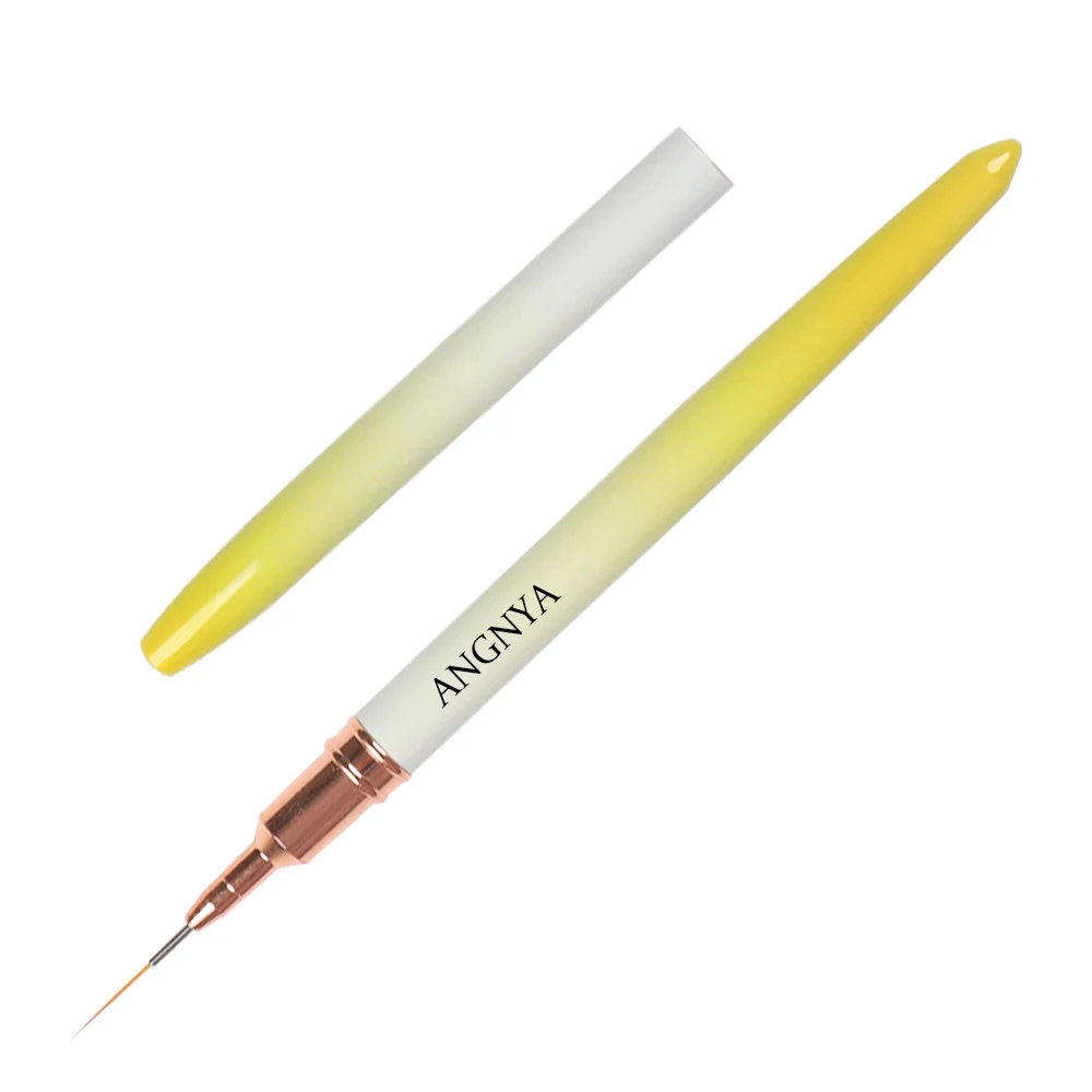 2023 Custom Logo OEM Pink Metal Handle Manicure Art Pure Kolinsky Hair Gel Brushes Sable Linework Detail Brush Nail Liner Brush