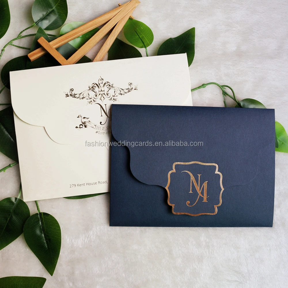 African Royal Blue Laser Cut Belly Band Wedding Invitation cards pocket birthday invitation cards and RSVP cards