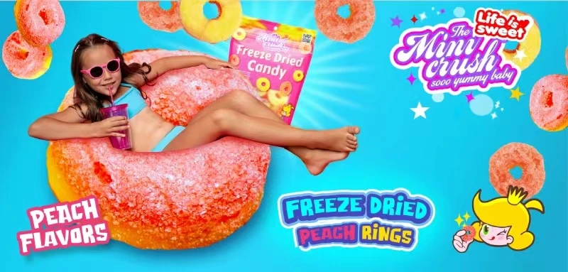 New Arrival Hot Freeze Dried Candy 50g Peach Ring Shape