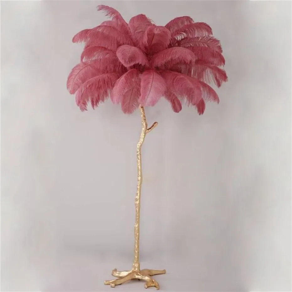 
KADERLY Floor Lamp Copper Modern Feather For Home Pink Purple Black White Led Orange Lighting Room Lamp 