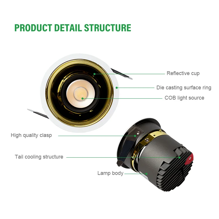 G-lights High Quality Indoor Ceiling Lighting 5w 7w 10w 12w 18w Recessed Cob Spotlight Led Spot Lamp