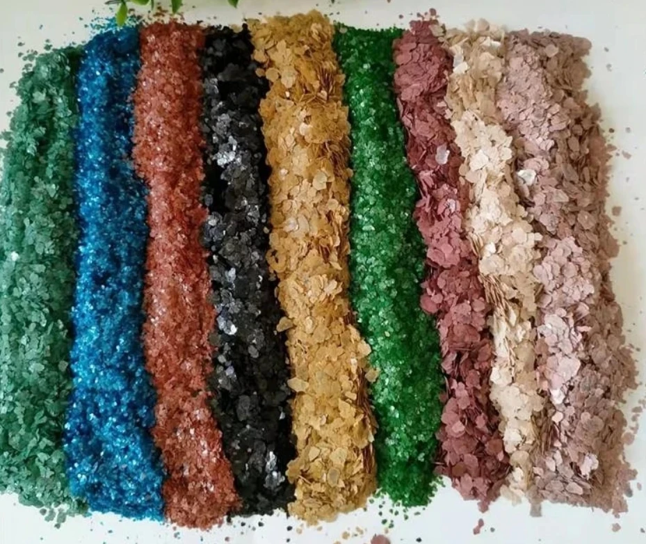 Dyed pink mica flake used for asphalt