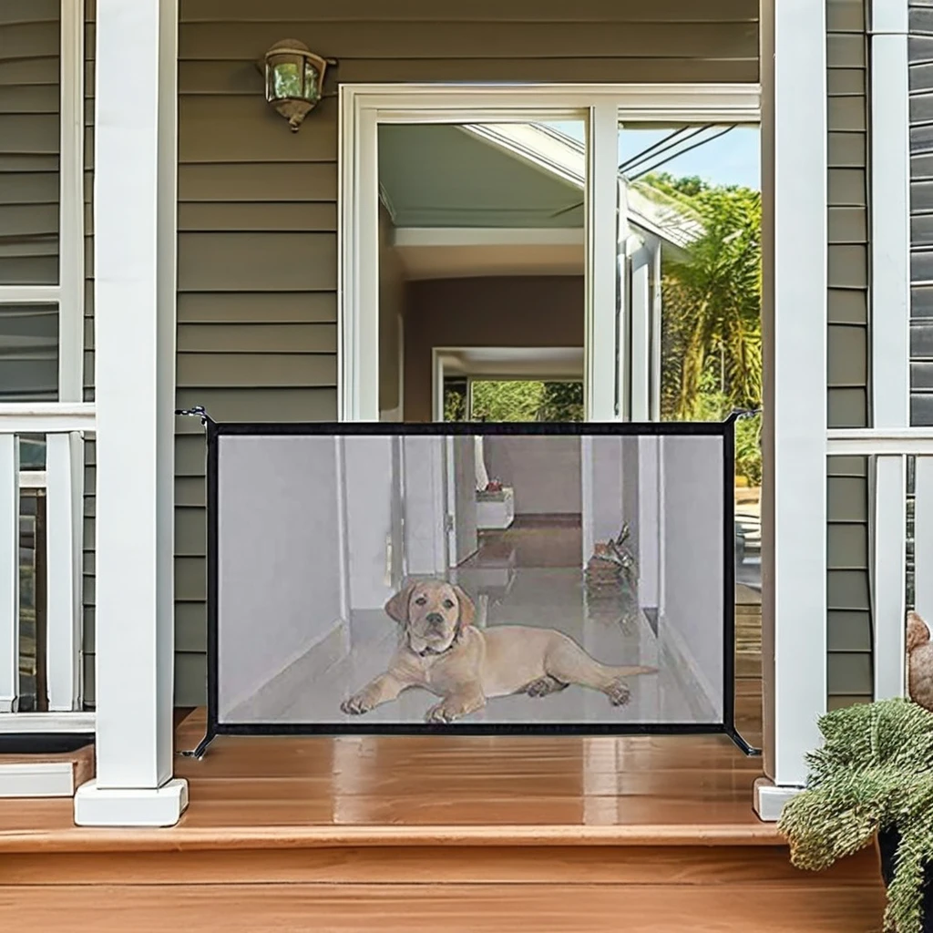 Xianchanpets Portable Folding Safe Guard Indoor Protection Safety Enclosure Retractable Magic Dog Mesh Gate For Pets