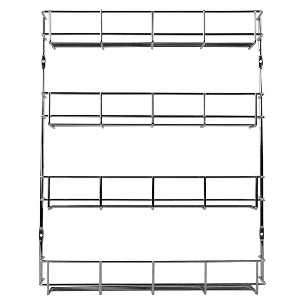 Stainless Steel 3 and 4 Tier Spice Rack Cabinet Door and Wall Mountable Spice Rack
