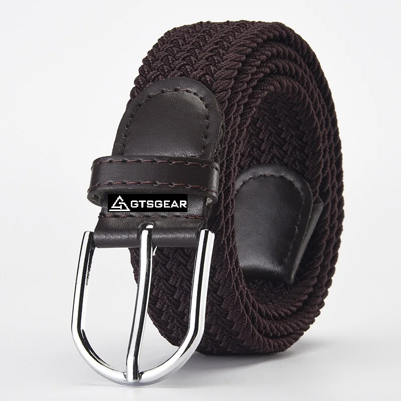 BLT68 A8 33 mm Wide Luxury Leisure Zinc Alloy Pin Buckle Wax Rope Stretch Woven Golf Belt Polyester Cotton Strap For Jeans Pants