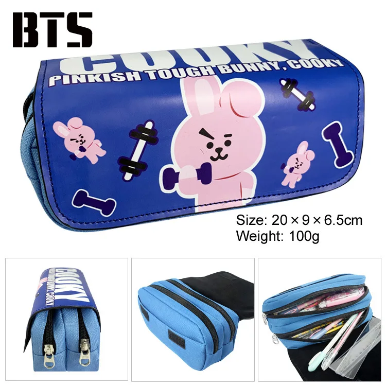 Hot Pen Bags Korean Bangtan Pencil Bags Pu Canvas Large Pencil Case