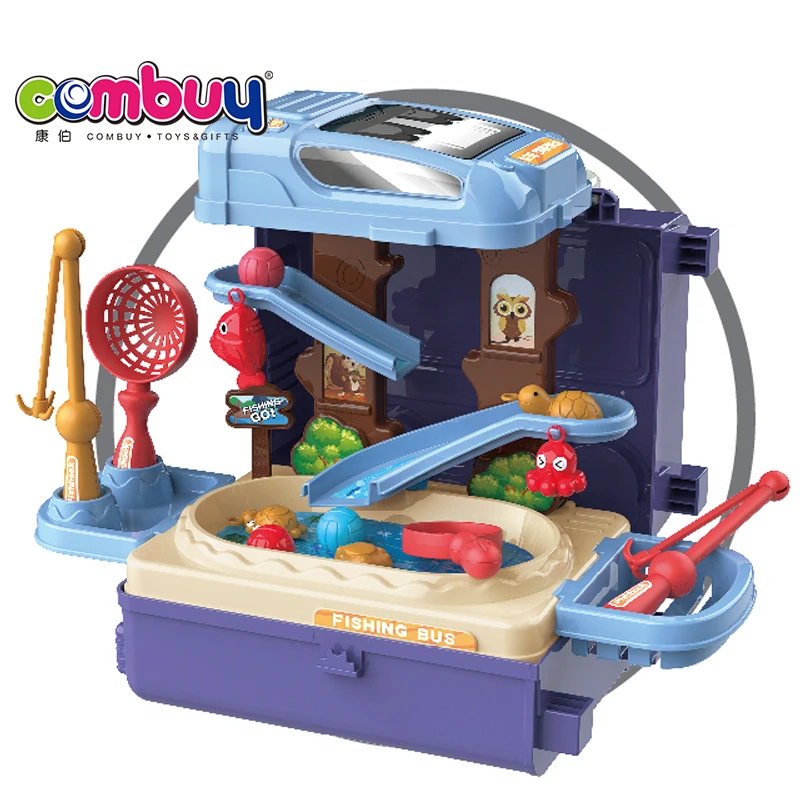 Интерактивный чемодан Автобус 3 в 1 Игрушки для рыбного стола детские игры рыбалки удочки