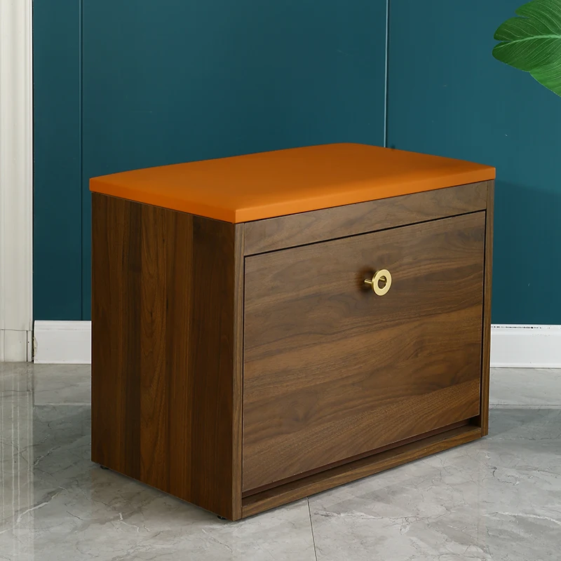 Wooden Shoes Changing Stool Storage Shoe Cubby Shoe Cabinet with Seat