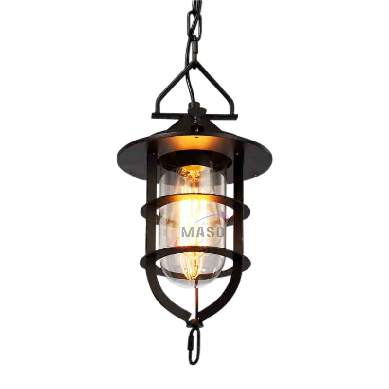 house glass hanging light chandeliers pendant lamp E27 holder for bar black color