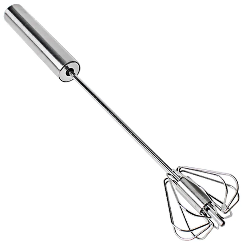 Mini Frother Milk Stainless Steel Push-Down Zip Whisk Easy to Use Rotary Whisk Semi-automatic Hand Push Rotary Egg Whisk Blender