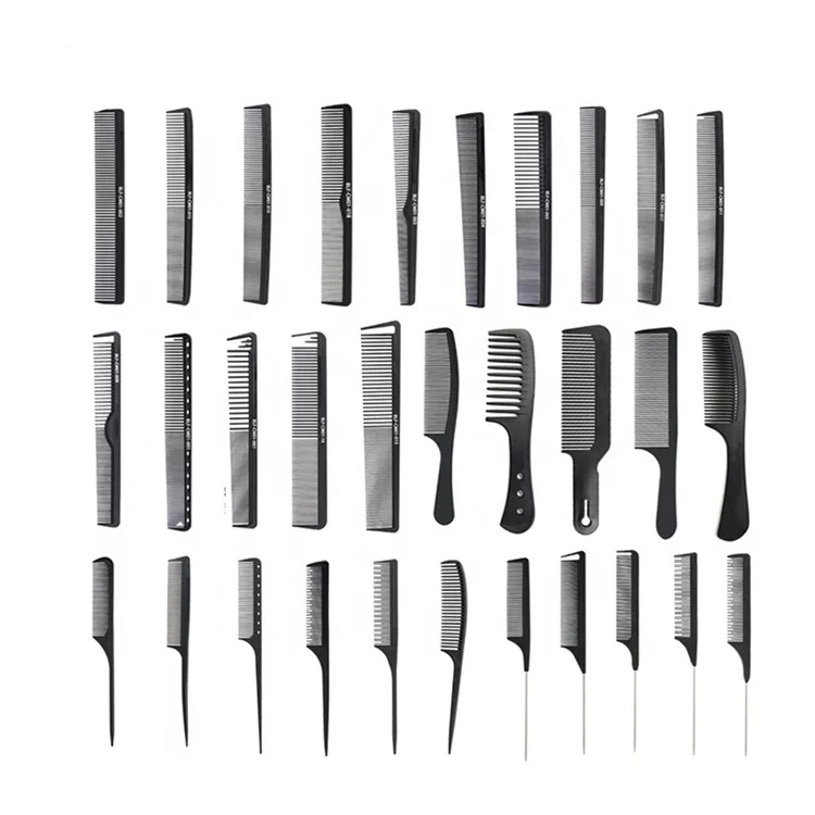 Black Straight Hair Antistatic Combs Salon Hairdressing Carbon Fiber Comb For Barber Hair Cutting