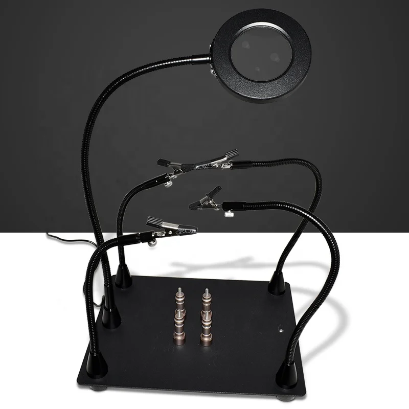 Mobile phone maintenance welding fixture PCB circuit board auxiliary clip Magnifying glass with LED light board fixture