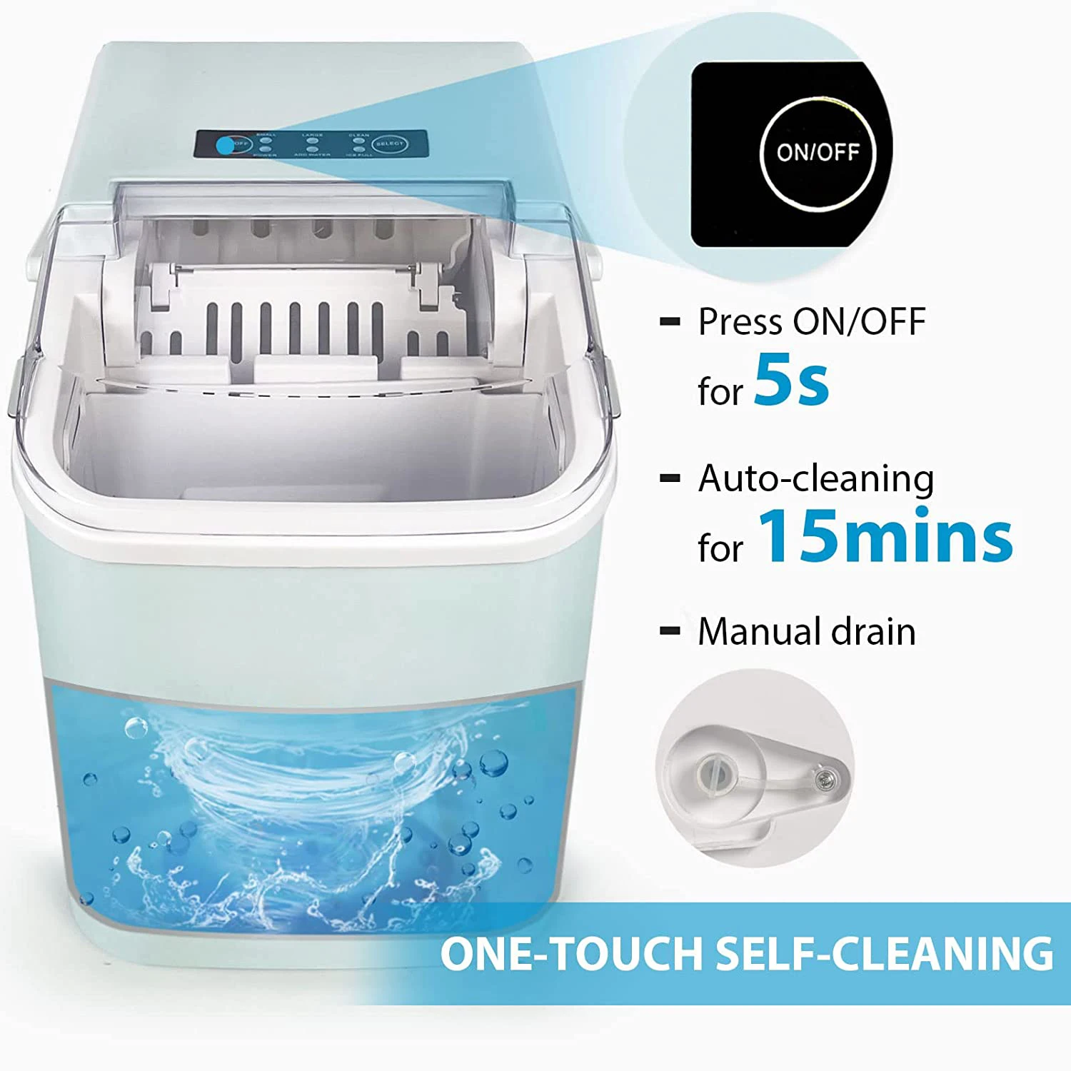 220V Ice Maker Machine Countertop with Handle, 26lbs/24H, 9 Bulle Auto-Cleaning, Home/Kitchen/Camping Portable Ice Maker