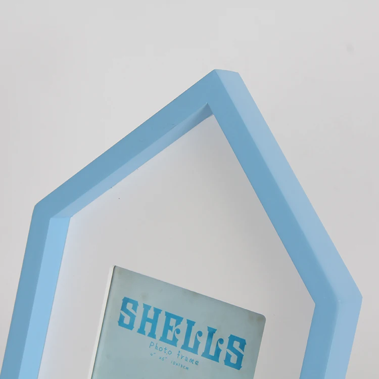 Navy Blue House Shape Wooden Photo Frame Customizable 4x6 Picture Frame for Home Use Made from Metal