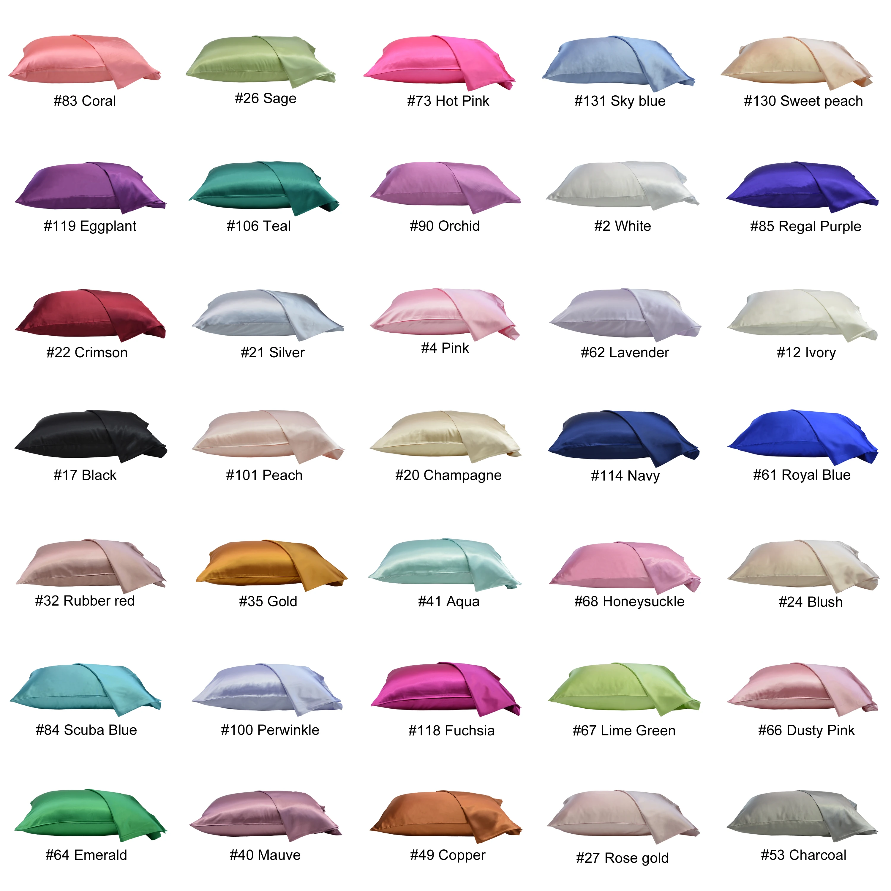 Fast Delivery 35 Colors Silk Pillowcase Envelope Closure Luxury Satin Queen size Pillow Covers