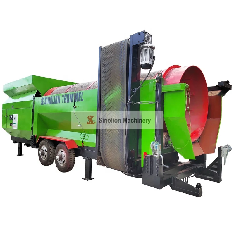 Factory Price garden soil sifters Compost Sieve Trommel Screen Machine With Conveyor