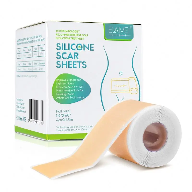 ELAIMEI Hot Sale 1.5m Length Medical Silicone Scar Sheets Scar Removal Patch Silicone Scar Tape