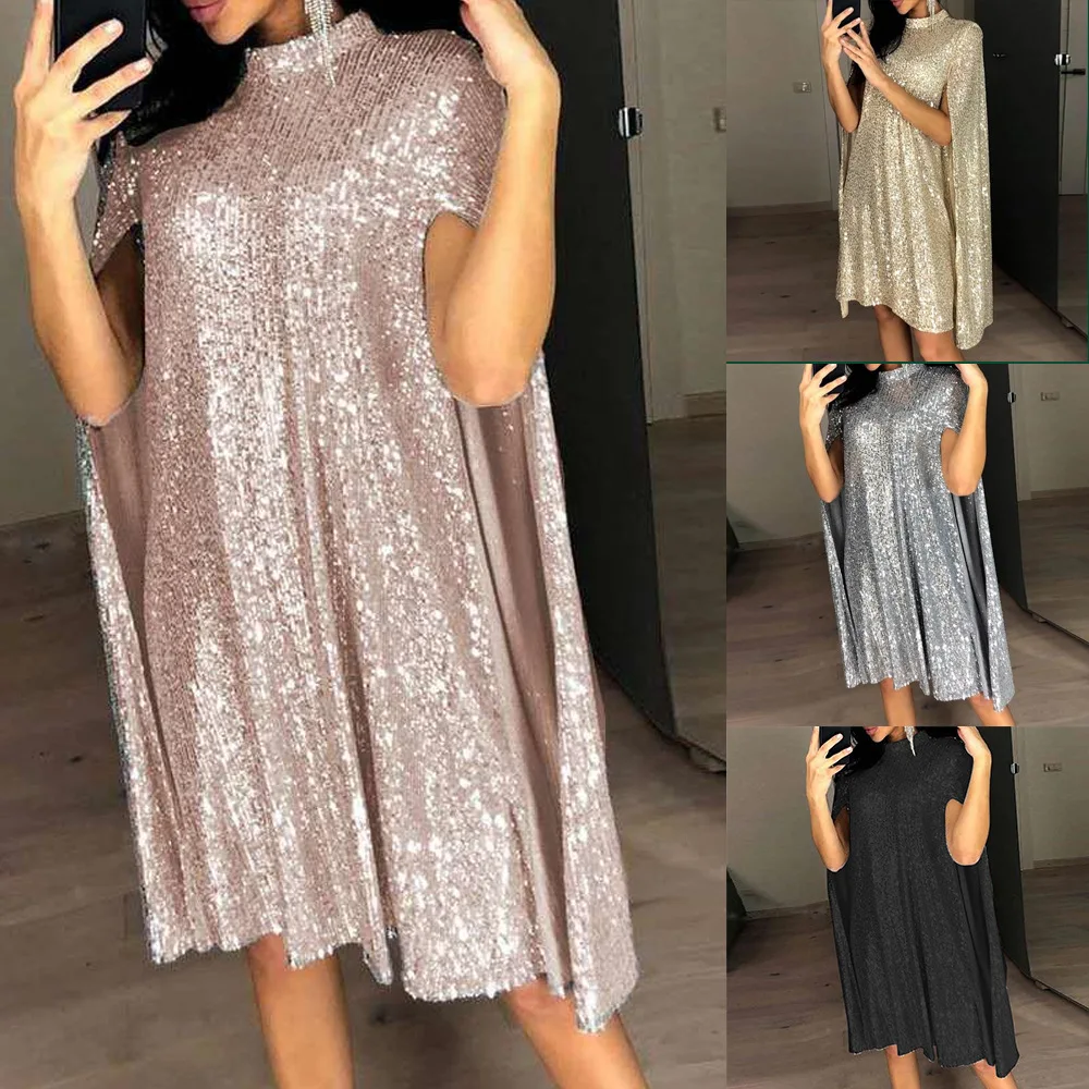 2024 New Plus Size Elegant Sequin Embellished Dresses Short Bling Evening Party Dress for Women Bridesmaid Wedding Party Dress