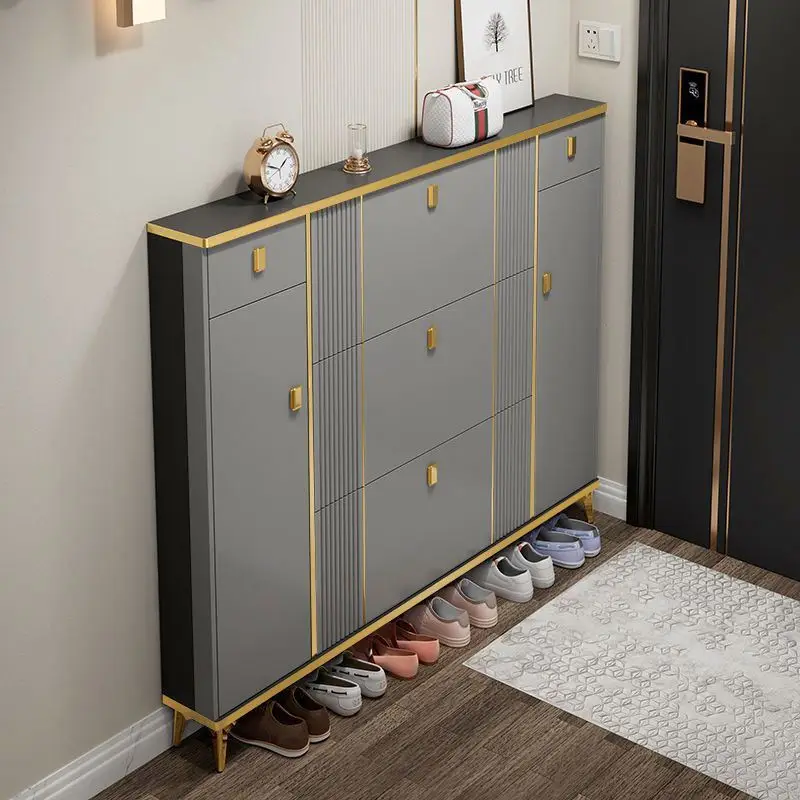 Modern Free Standing Tipping Bucket Shoe Rack Storage Cabinet For Entryway Entrance