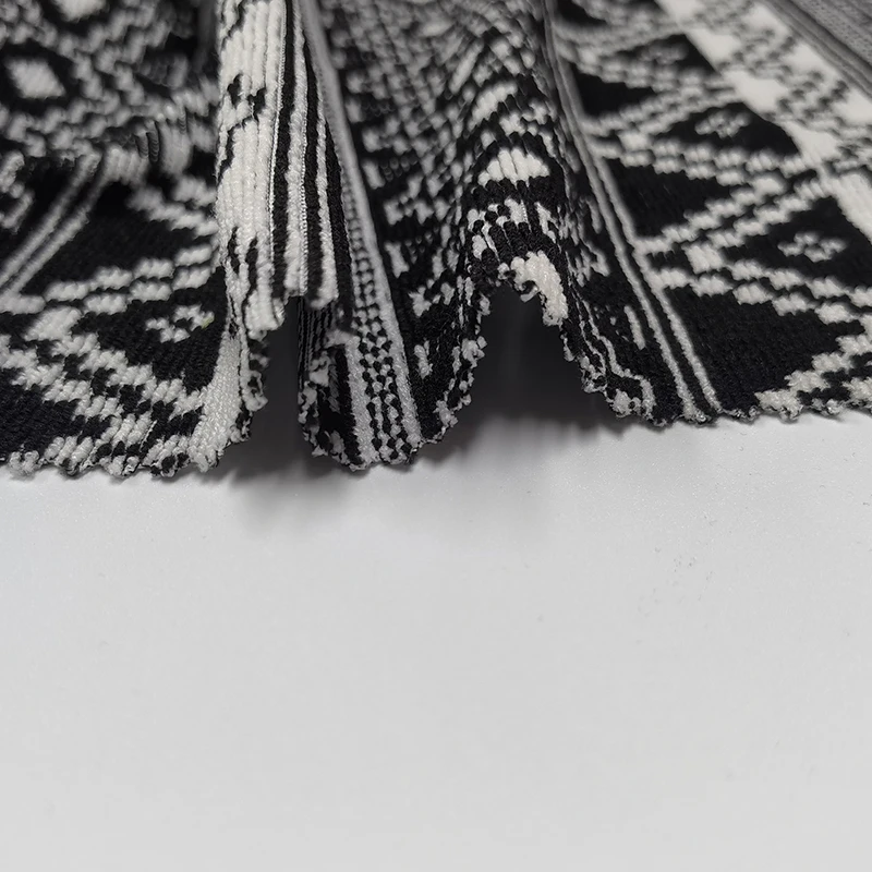 Factory custom pattern 213gsm 100%polyester black terry towel jacquard fabric for coat,sweater