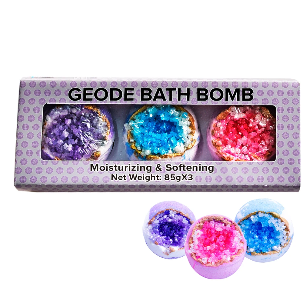 Расслабляющие Бомбочки для ванны ручной работы, украшение для ванны из геода с кристаллами, бомбочка для ванны с солью и слюдой