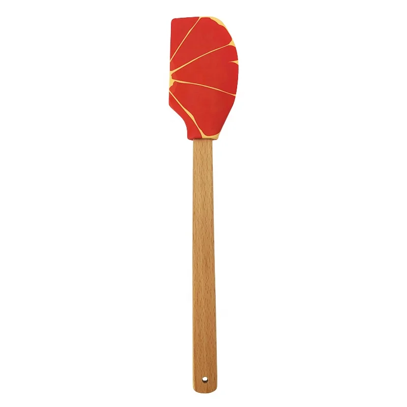 Custom wood handle silicone spatula digital Printing Silicone Spatula Baking Spatula