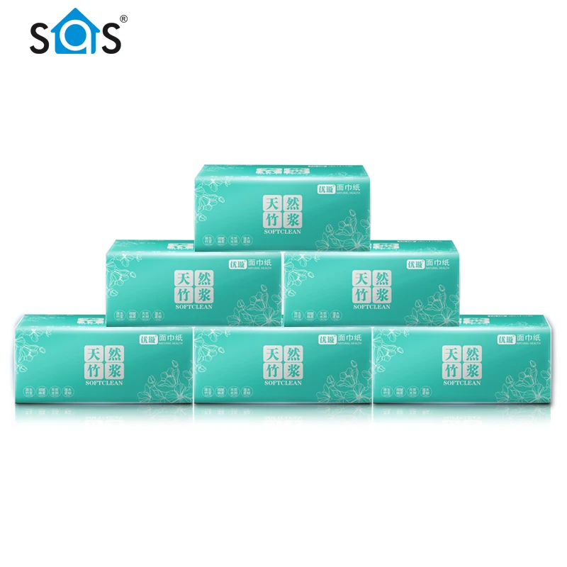 
4 ply soft bamboo pulp cleaning facial tissue paper 