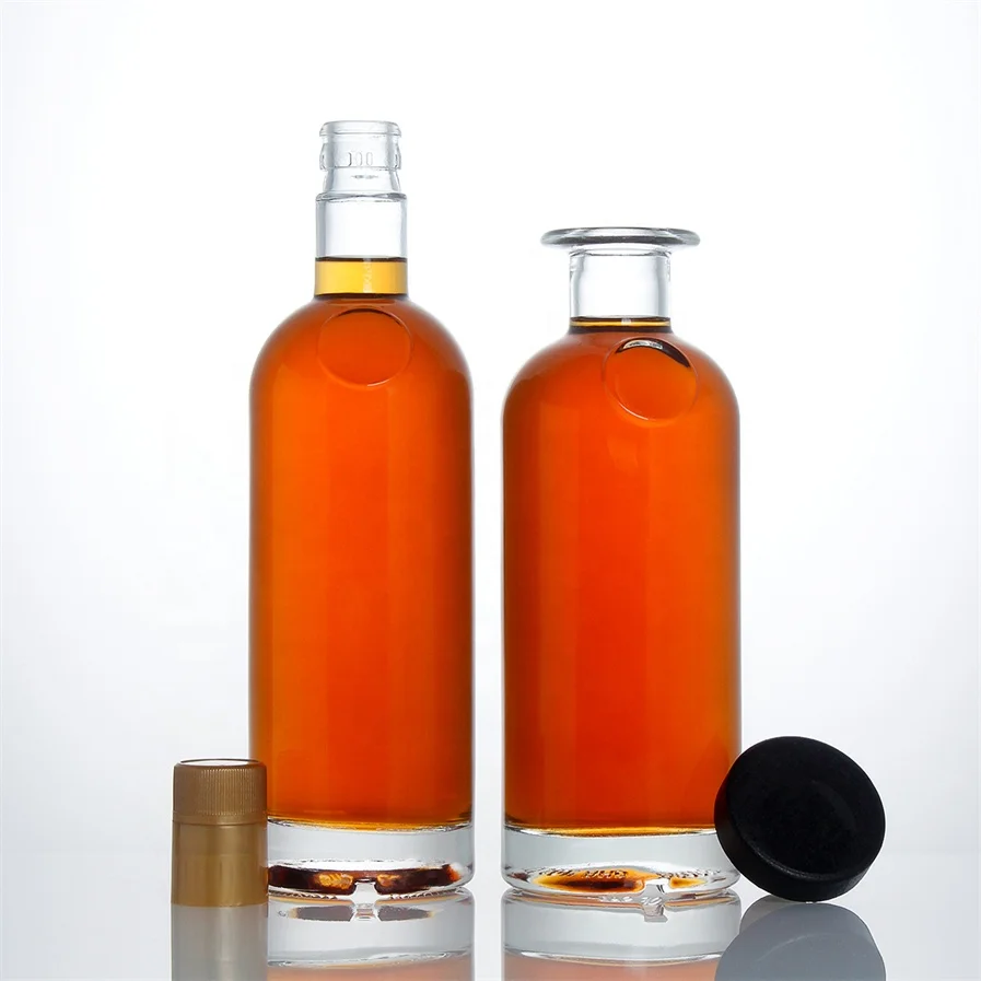 700 ml empty alcohol Nordic Wood Bar Top Cork snap on Caps whisky liquor gin whisky glass vodka spirit bottles for Liquor