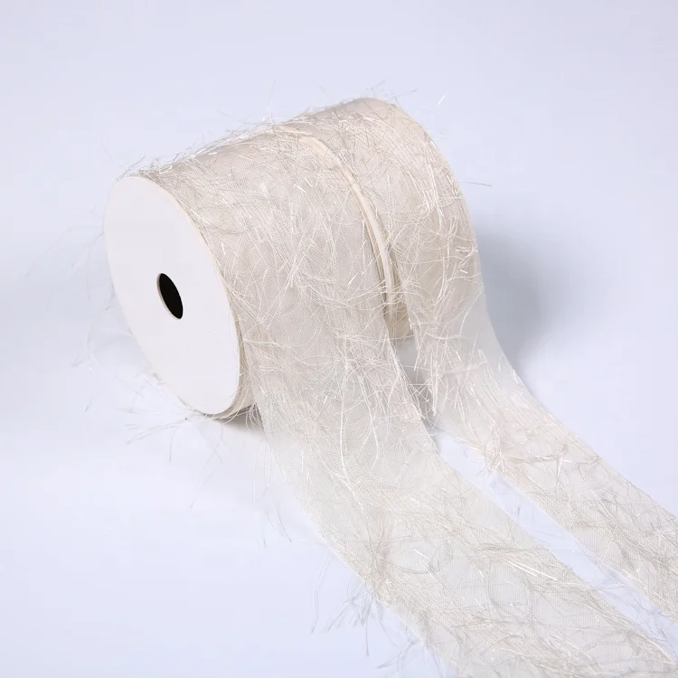 Wholesale custom fashion tassel trim polyester voile ribbon cut edge wedding decor ribbon