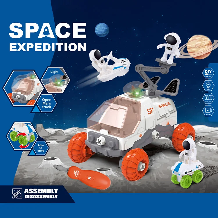 BGL Kids DIY Assemble Space Adventure Toys Space Mission Rocket Ship Shuttle Toys With Music & Light