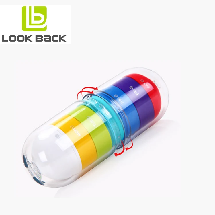 
portable leakproof plastic transparent storage case daily 7 day medecine organizer pill box with pills 