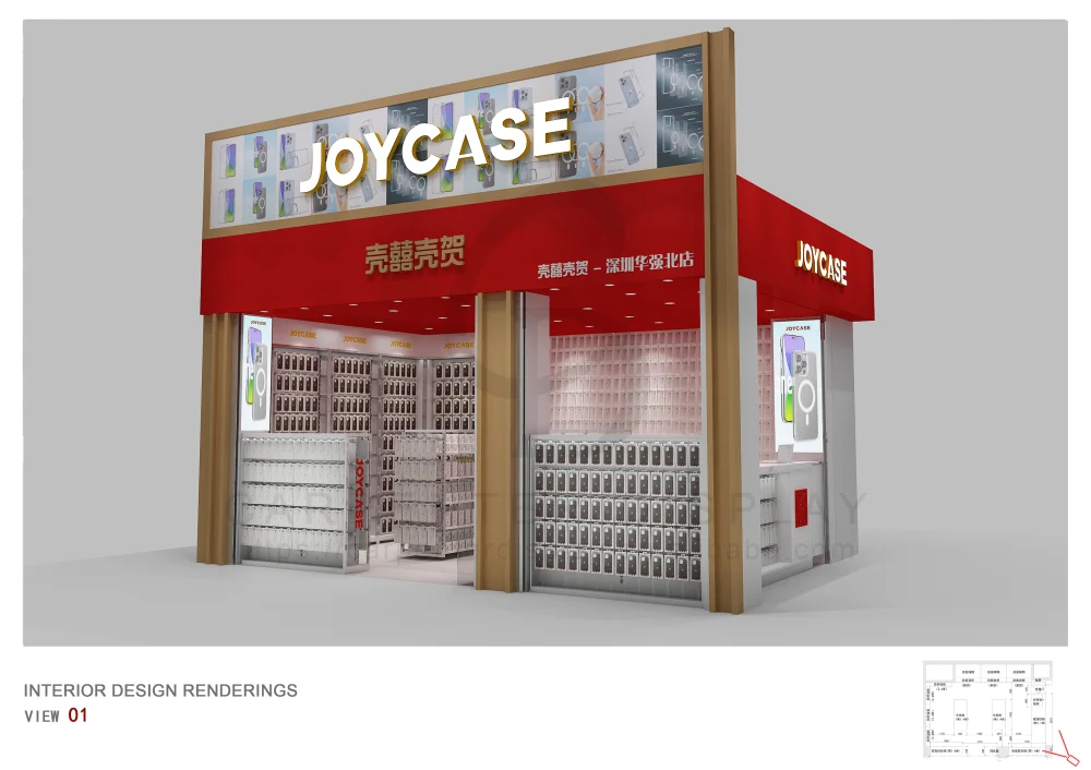 Sleek Cell Phone Case Kiosk Interior Design for a Modern Aesthetic Rustic Cell Phone Kiosk Interior Design for a Natural Look