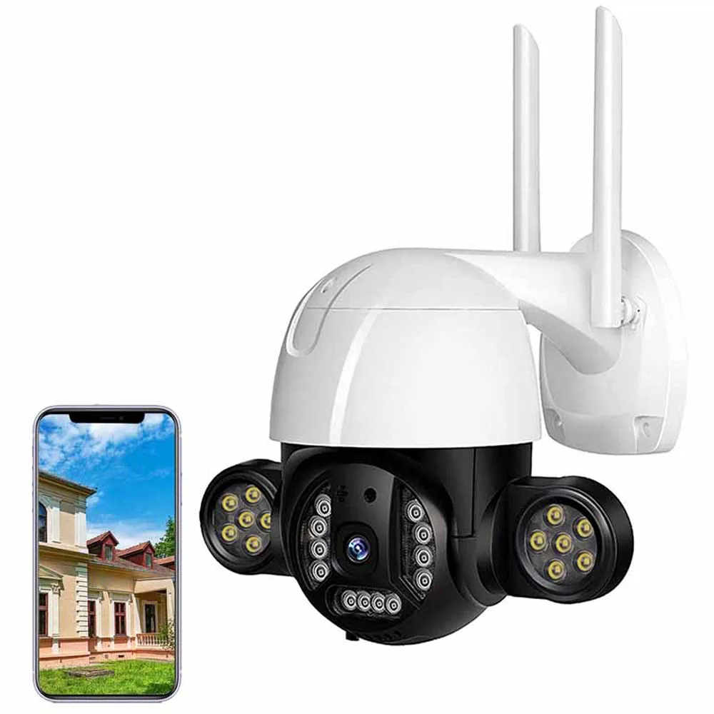 Qearim XMEYE Outdoor 360 auto motion tracking ptz ip camera 3MP 5MP full HD super clear floodlight ip camera icsee